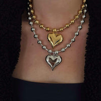 Chunky Heart Ball Chain Necklace