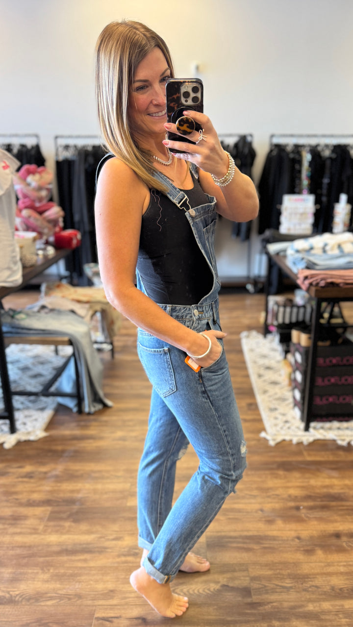 Risen - Distressed Relaxed Fit Overall Jeans