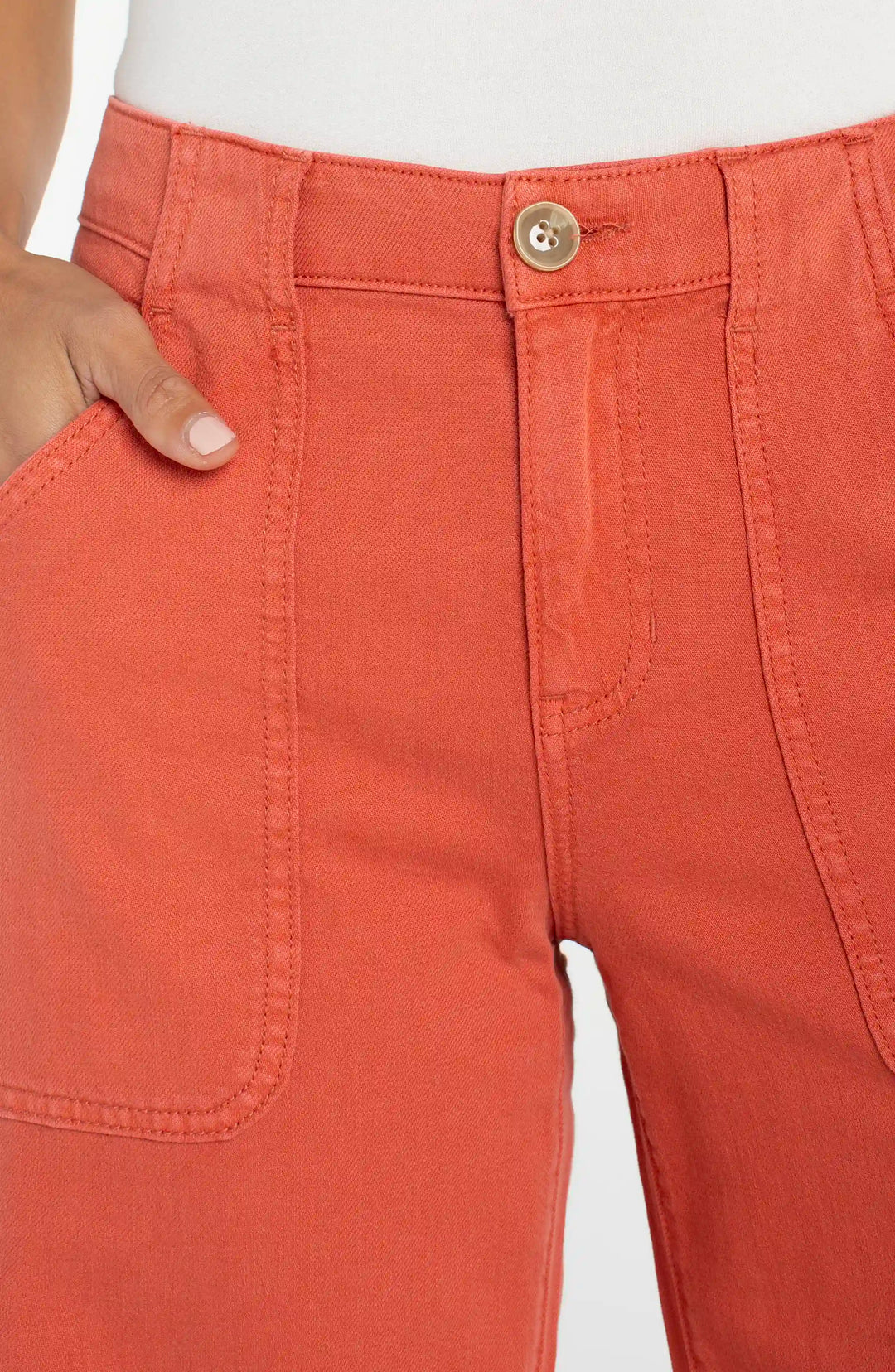 Liverpool - Stride Cargo Wide Leg Crop - Red Clay