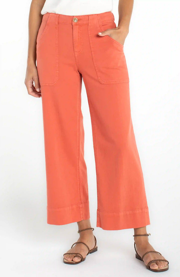 Liverpool - Stride Cargo Wide Leg Crop - Red Clay