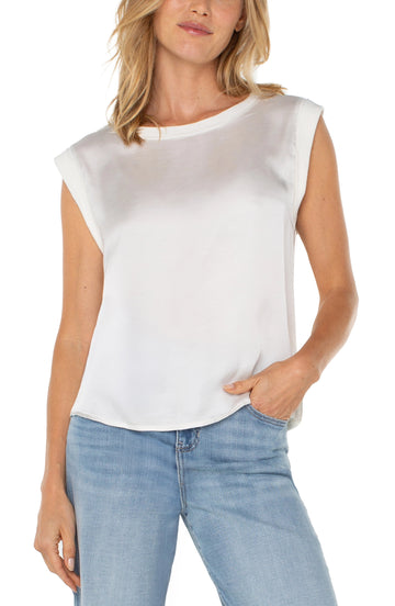 Liverpool - Sleeveless Woven Knit Top - Whipped Cream