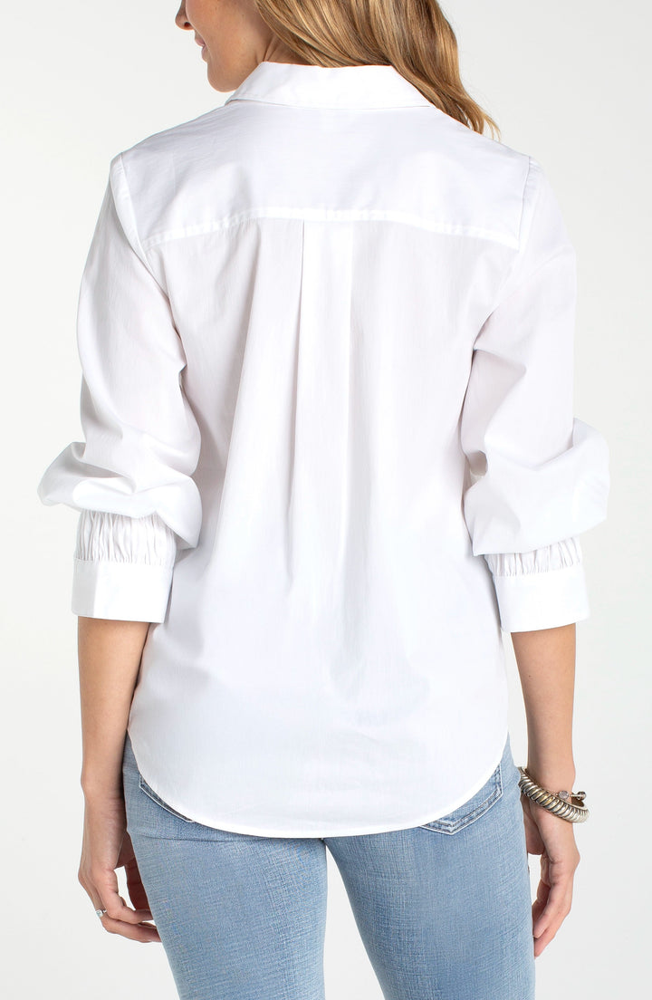 Liverpool - Adjustable Sleeve Button Front Woven Top