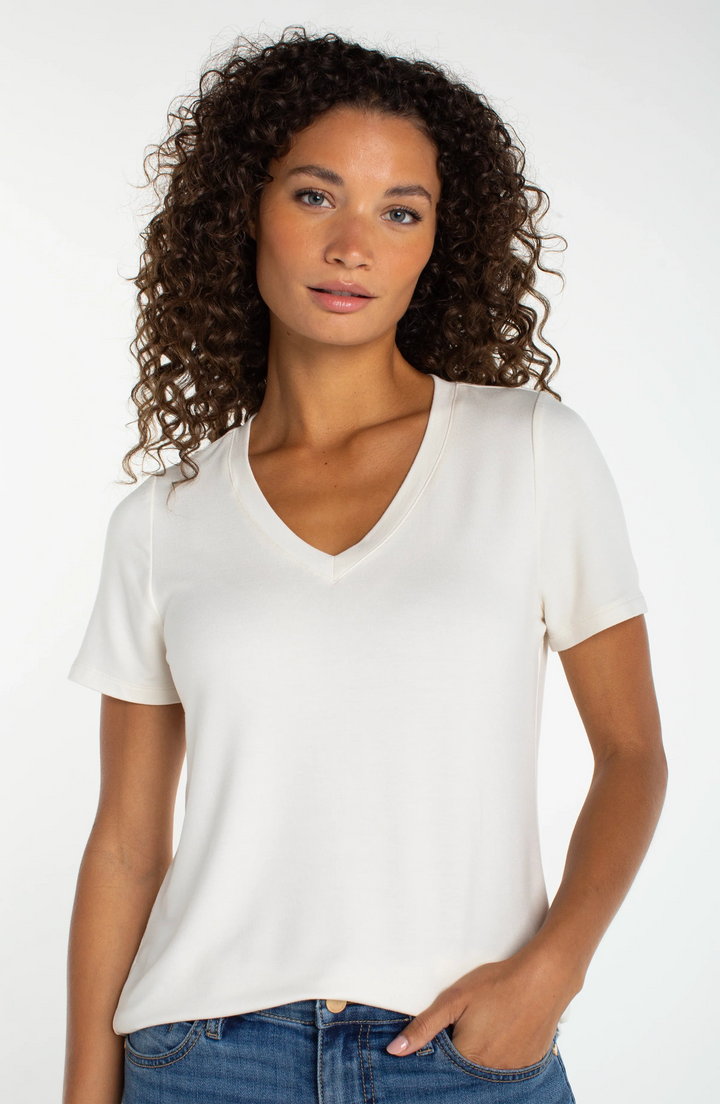Liverpool - Short Sleeve V-Neck Knit Tee