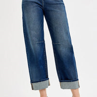 Risen - Slouchy Crop Barrel Cuffed Jeans