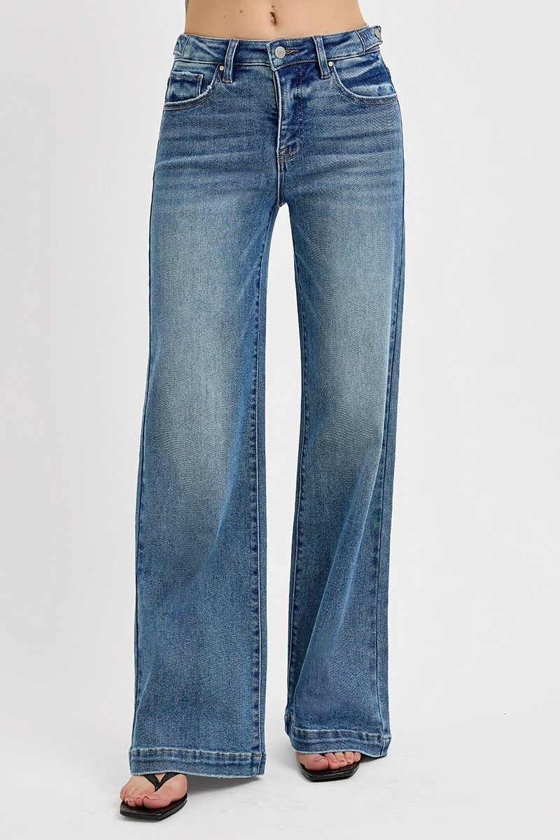 Risen - High Rise Tummy Control Wide Leg with Adjustable Waistband