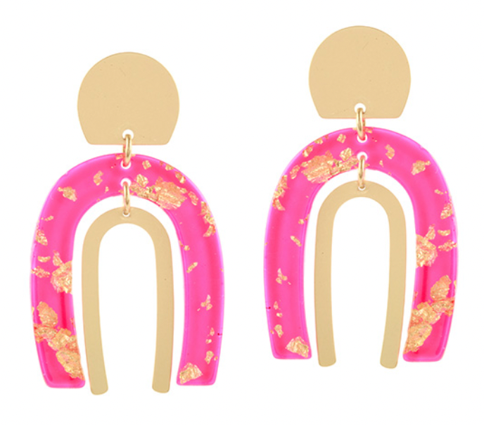 Acetate Geo with Metal Flakes Earrings