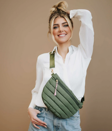 Jolie - Puffer Belt Bag - Olive