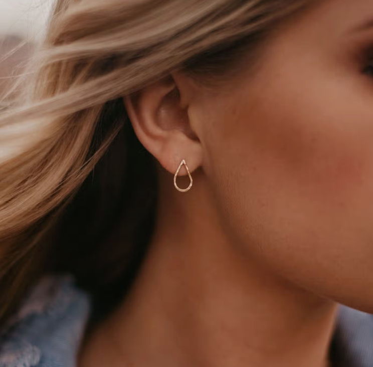 Hammered Teardrop Stud Earrings