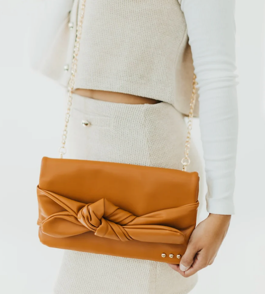 Billie Bow Clutch Crossbody Bag - Brown