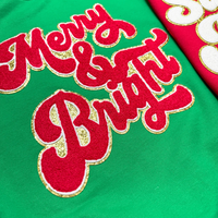 Merry & Bright Chenille and Glitter Patch Sweatshirt {SPECIAL ORDER}