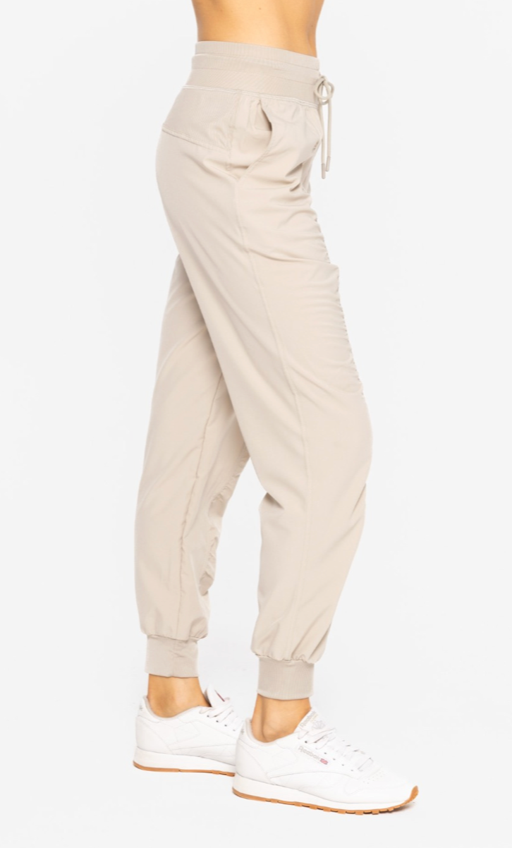 Ruched Front Active Joggers - Khaki