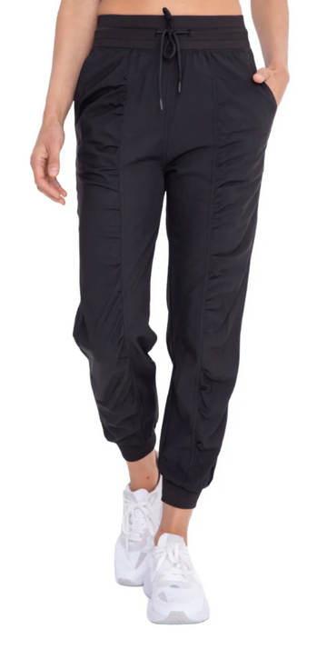 Ruched Front Active Joggers - Black