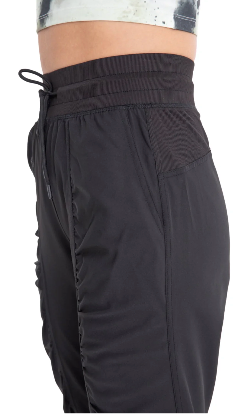 Ruched Front Active Joggers - Black