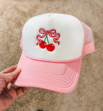 Cherry Embroidered Foam Trucker Hat