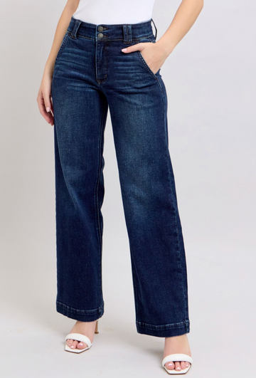 Judy Blue - High Waist Wide Leg Dark Wash