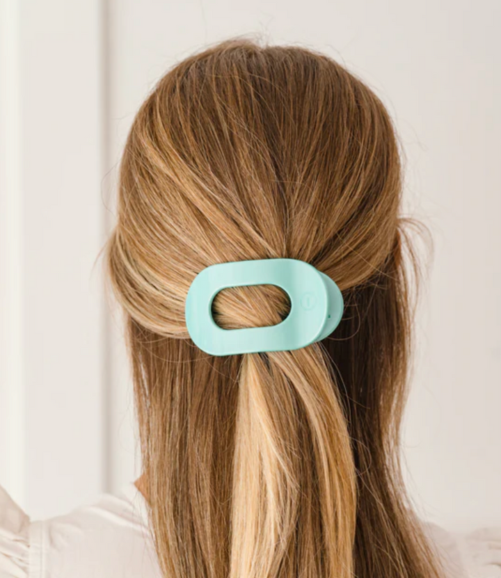 Teleties Small Round Flat Clip - Totally Turquoise