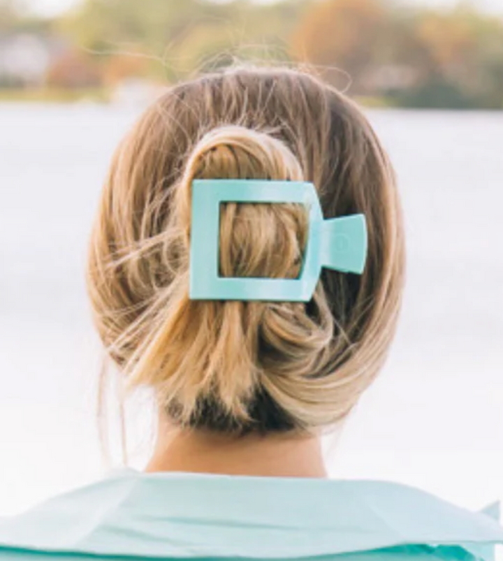 Teleties Medium Square Flat Clip - Totally Turquoise