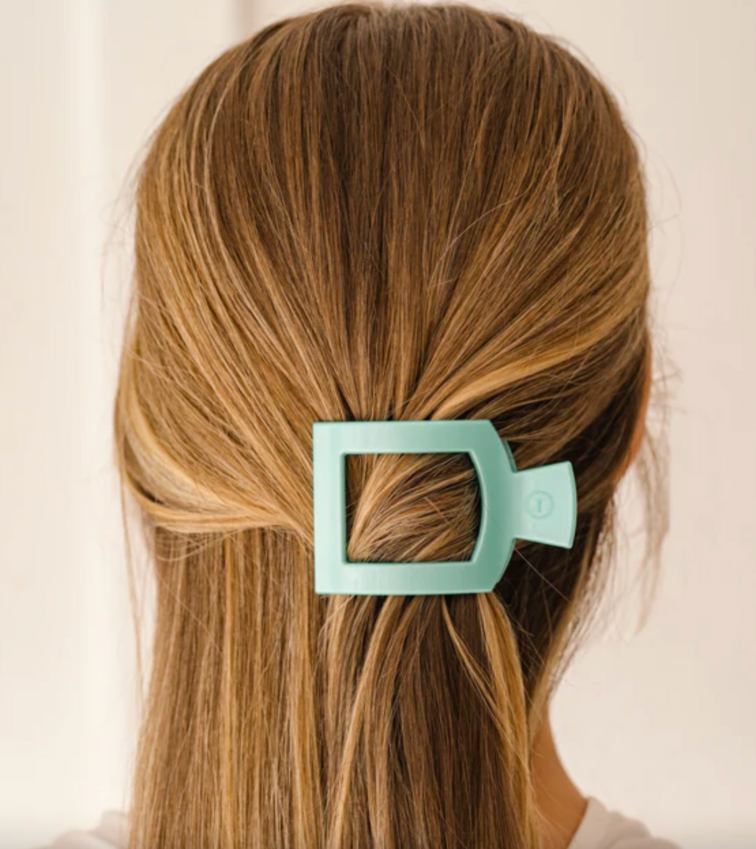 Teleties Small Square Flat Clip - Totally Turquoise