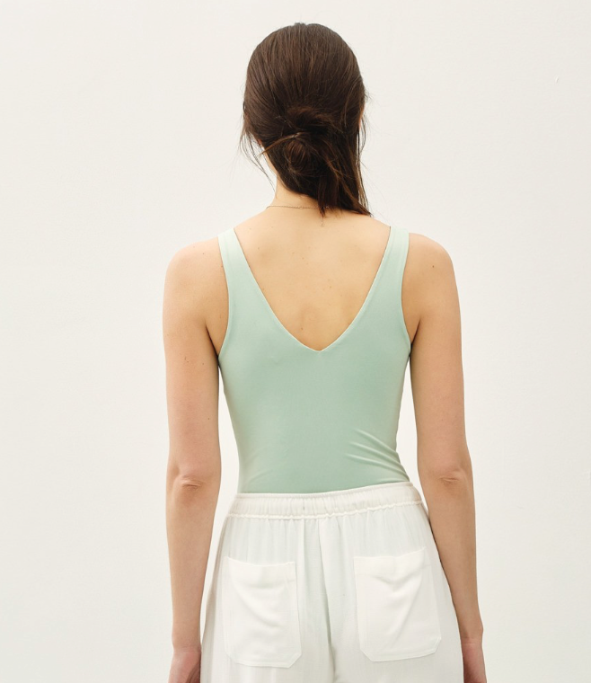 Essential V-Neck Tank Bodysuit - Mint