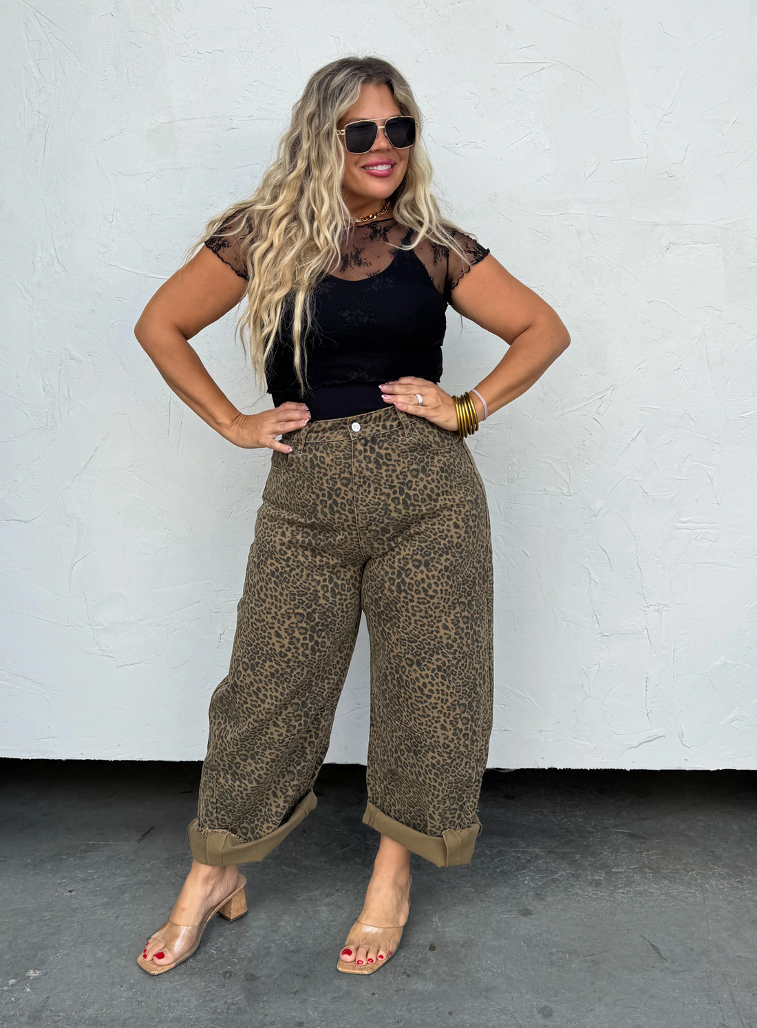 Cheetah Print Barrel Jeans