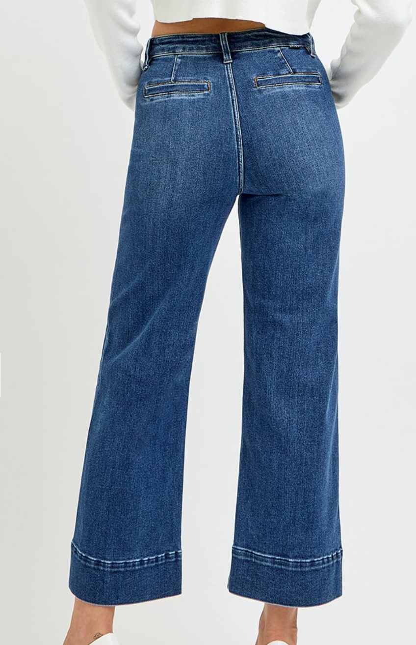 Risen - High Rise Crop Wide Jeans