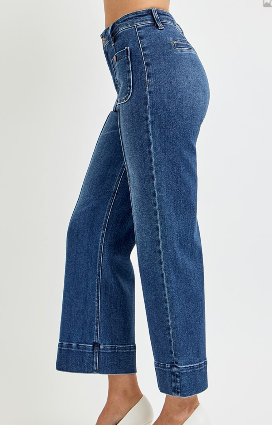 Risen - High Rise Crop Wide Jeans