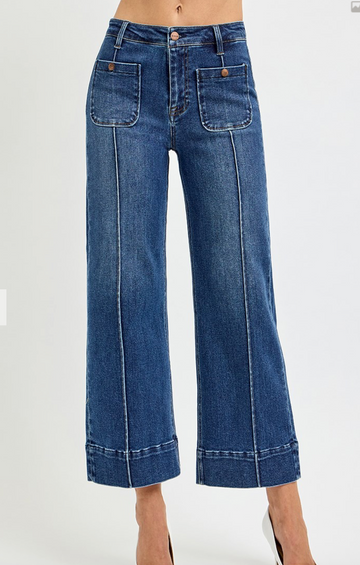 Risen - High Rise Crop Wide Jeans