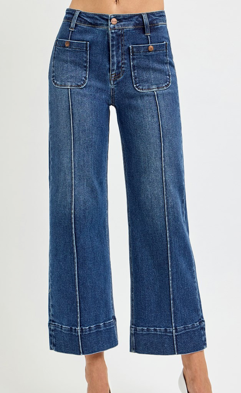 Risen - High Rise Crop Wide Jeans