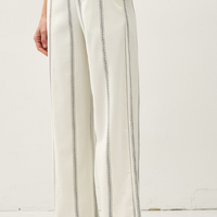 Striped Straight Leg Pants - Ivory