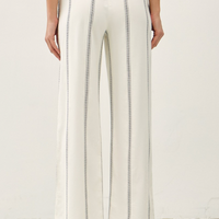 Striped Straight Leg Pants - Ivory