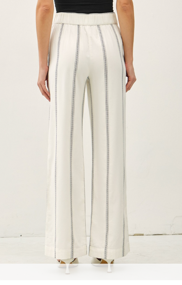Striped Straight Leg Pants - Ivory
