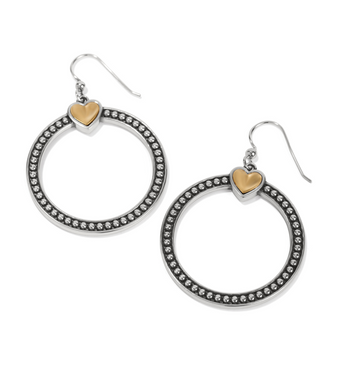 Pretty Tough Bold Heart Two Tone French Wire Earrings