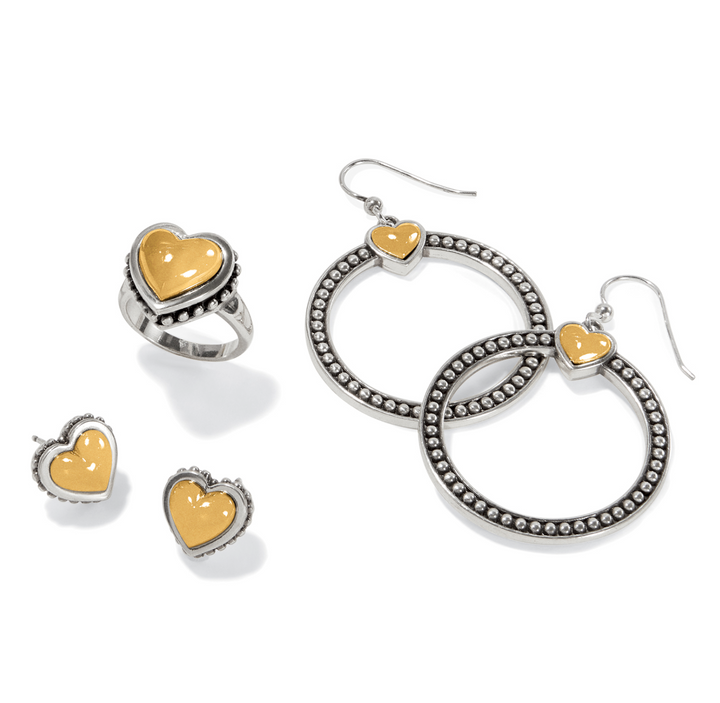 Pretty Tough Bold Heart Two Tone French Wire Earrings
