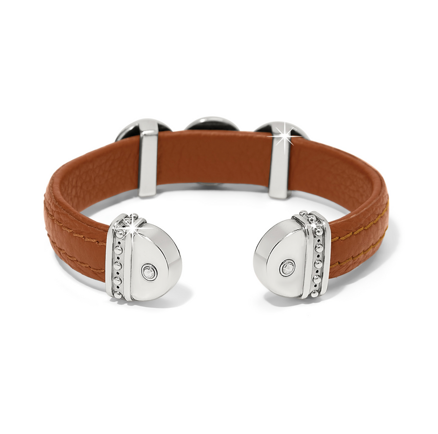 Mosaic Two Tone Leather Disc Cuff Bracelet