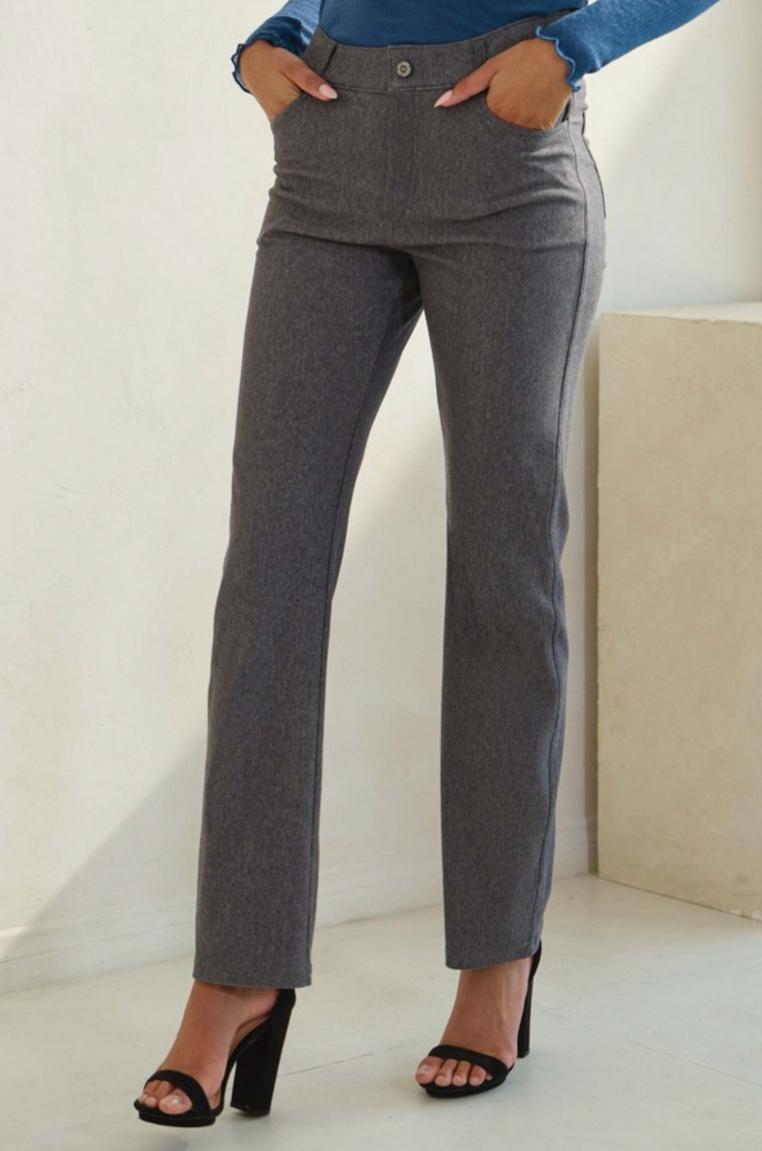 Solid Full Length Work Pants - Grey
