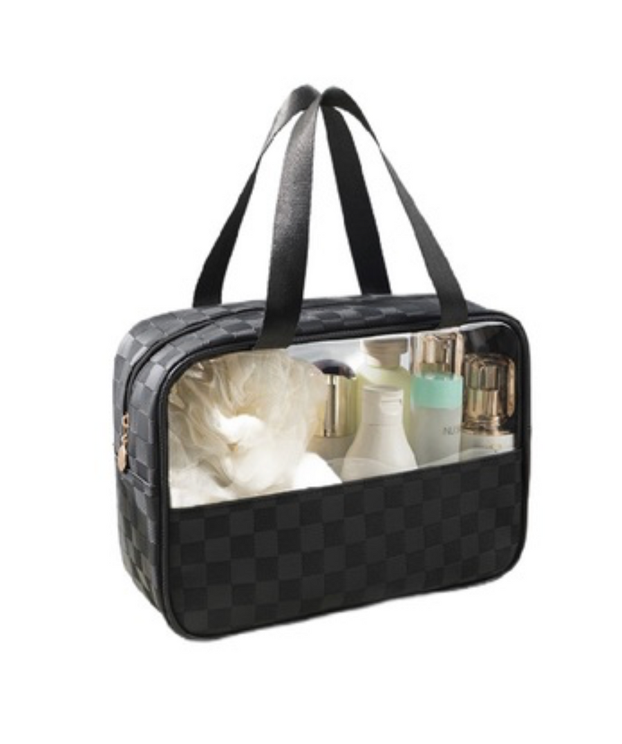 Checkered Pattern Clear Travel Bag