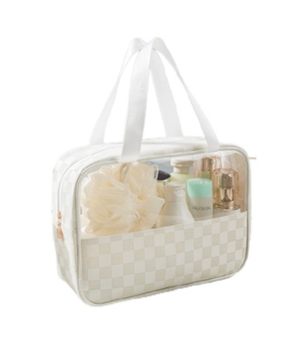 Checkered Pattern Clear Travel Bag