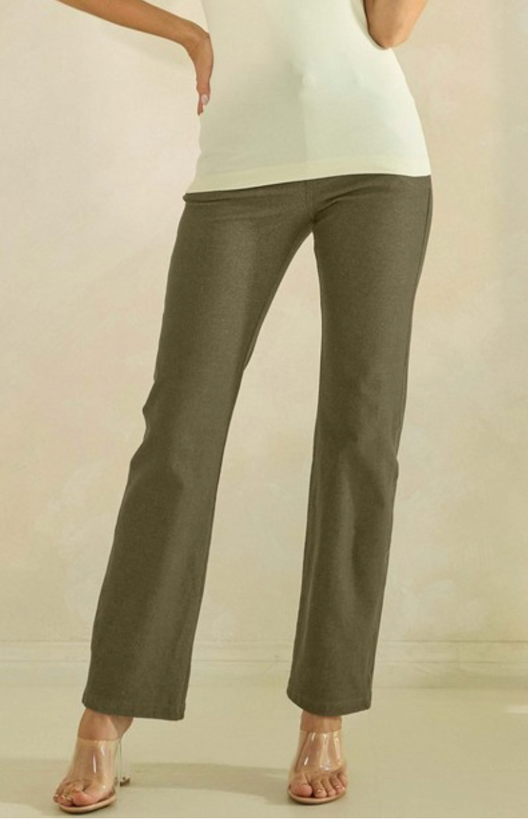 Solid Full Length Work Pants - Army Green