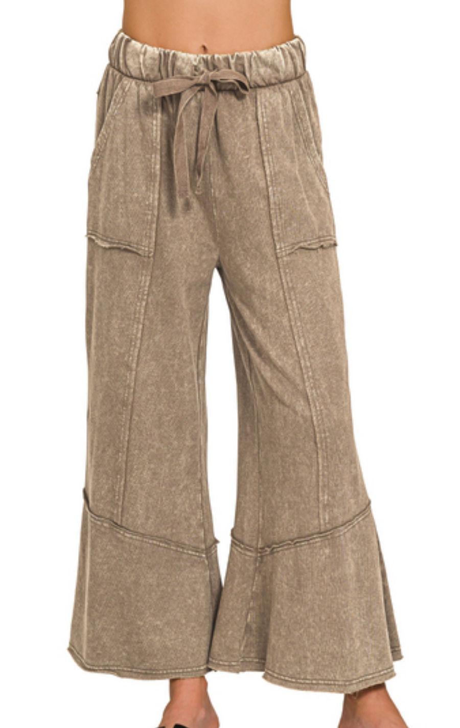 Exposed Seam Flare Hem Pants