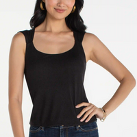 Liverpool - Sleeveless Built-in Bra Knit Top - Black