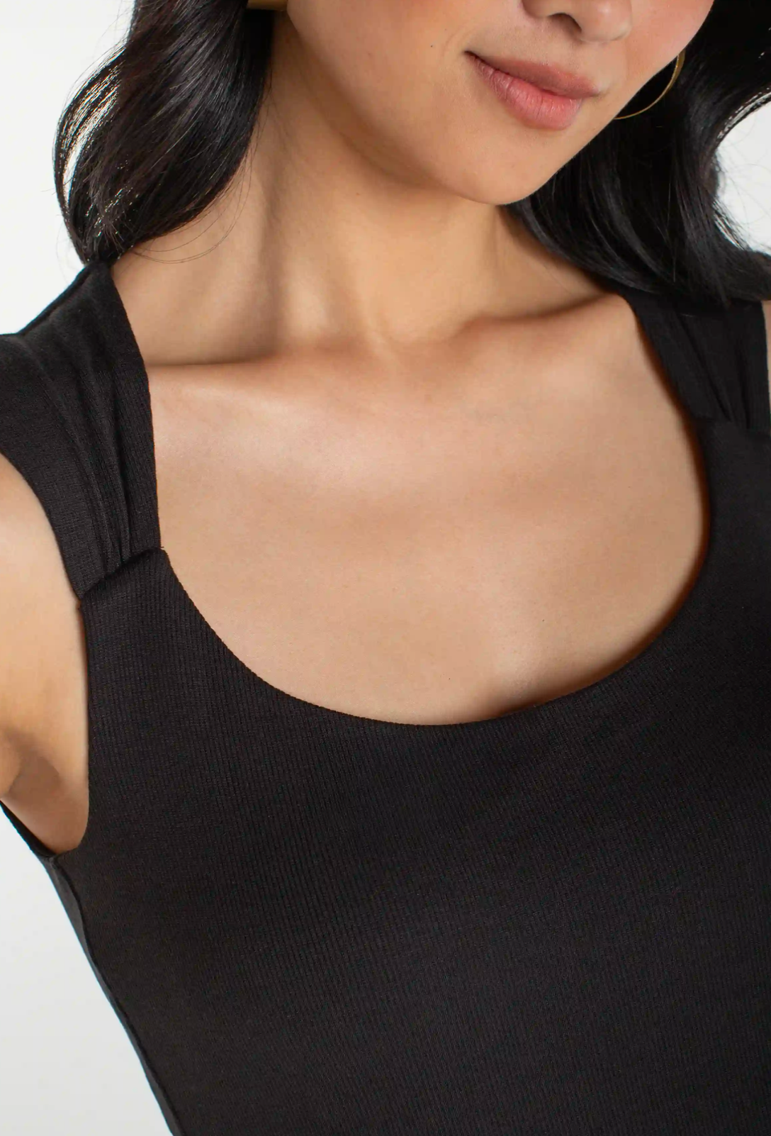 Liverpool - Sleeveless Built-in Bra Knit Top - Black