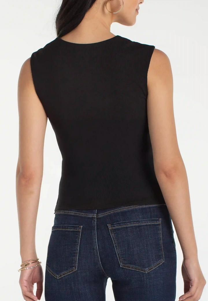 Liverpool - Sleeveless Built-in Bra Knit Top - Black