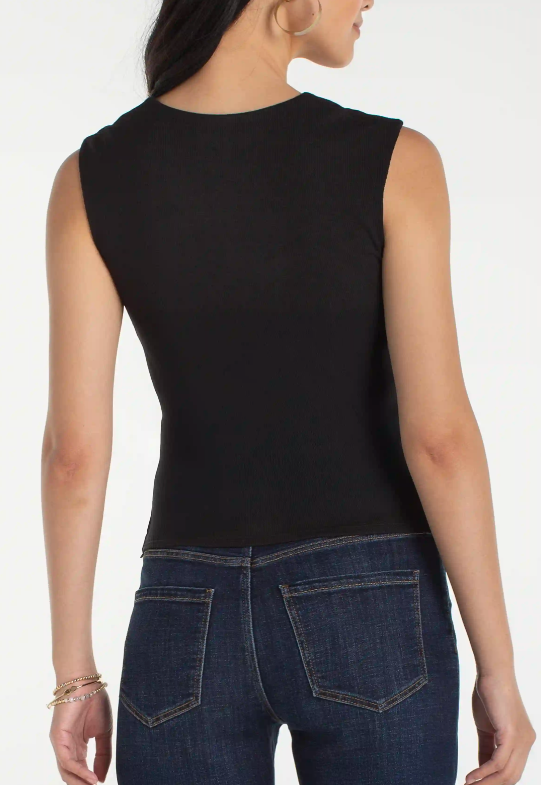 Liverpool - Sleeveless Built-in Bra Knit Top - Black