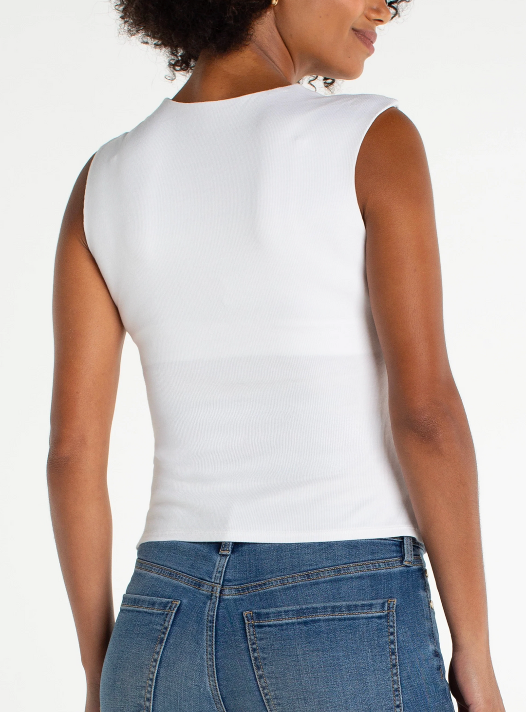 Liverpool - Sleeveless Built-in Bra Knit Top - White