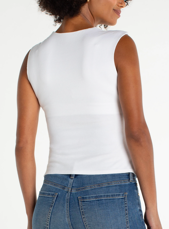 Liverpool - Sleeveless Built-in Bra Knit Top - White