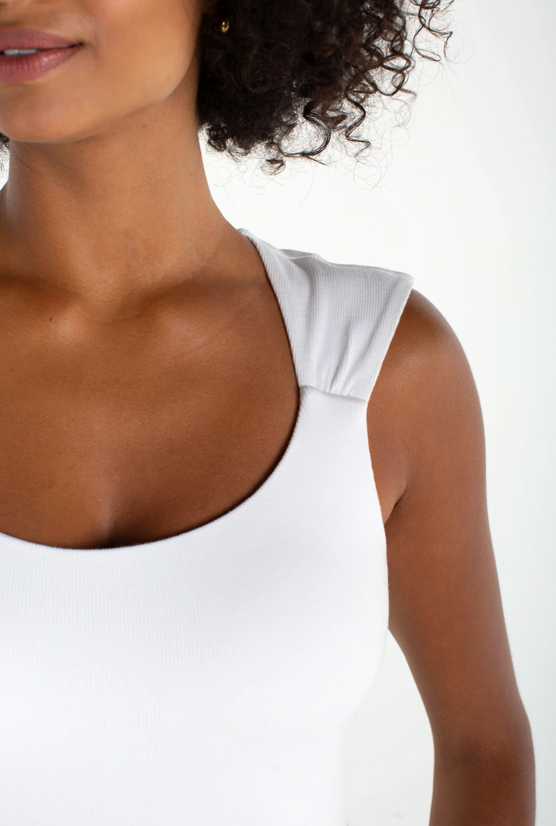 Liverpool - Sleeveless Built-in Bra Knit Top - White