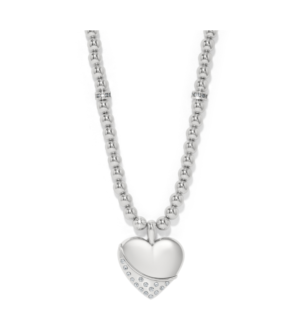 Brighton - Meridian Petite Wave Heart Necklace - Silver