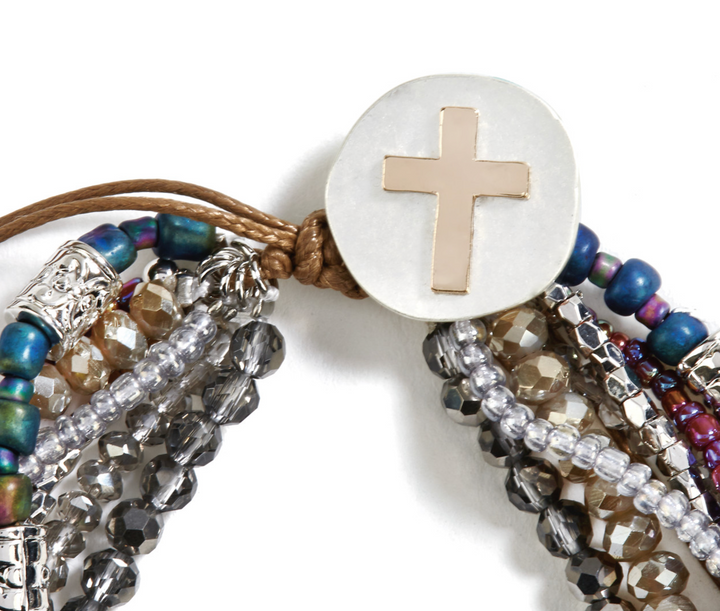 Your Journey Adjustable Beaded Prayer Bracelet - Gray