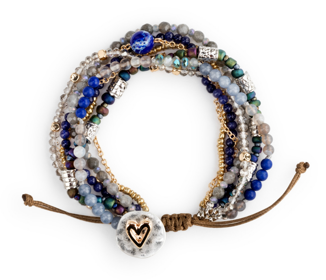 Your Journey Adjustable Beaded Prayer Bracelet - Indigo