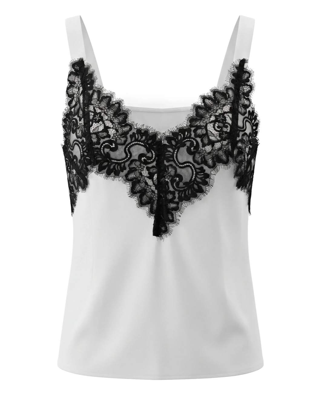 Liverpool - Sleeveless Woven Top with Lace - Vanilla